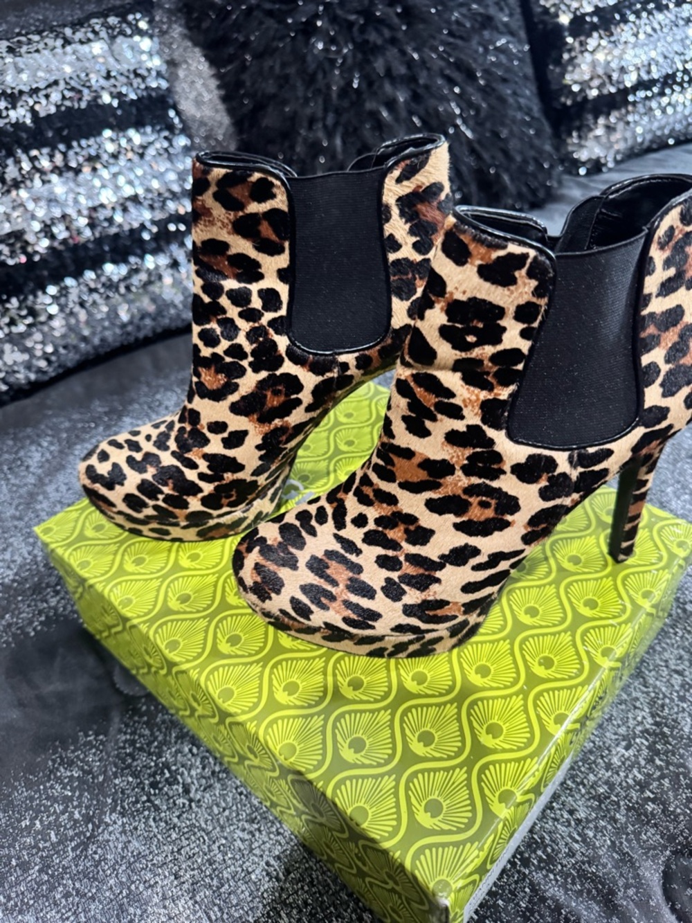 Leopard Print Platform Ankle Boots - Women